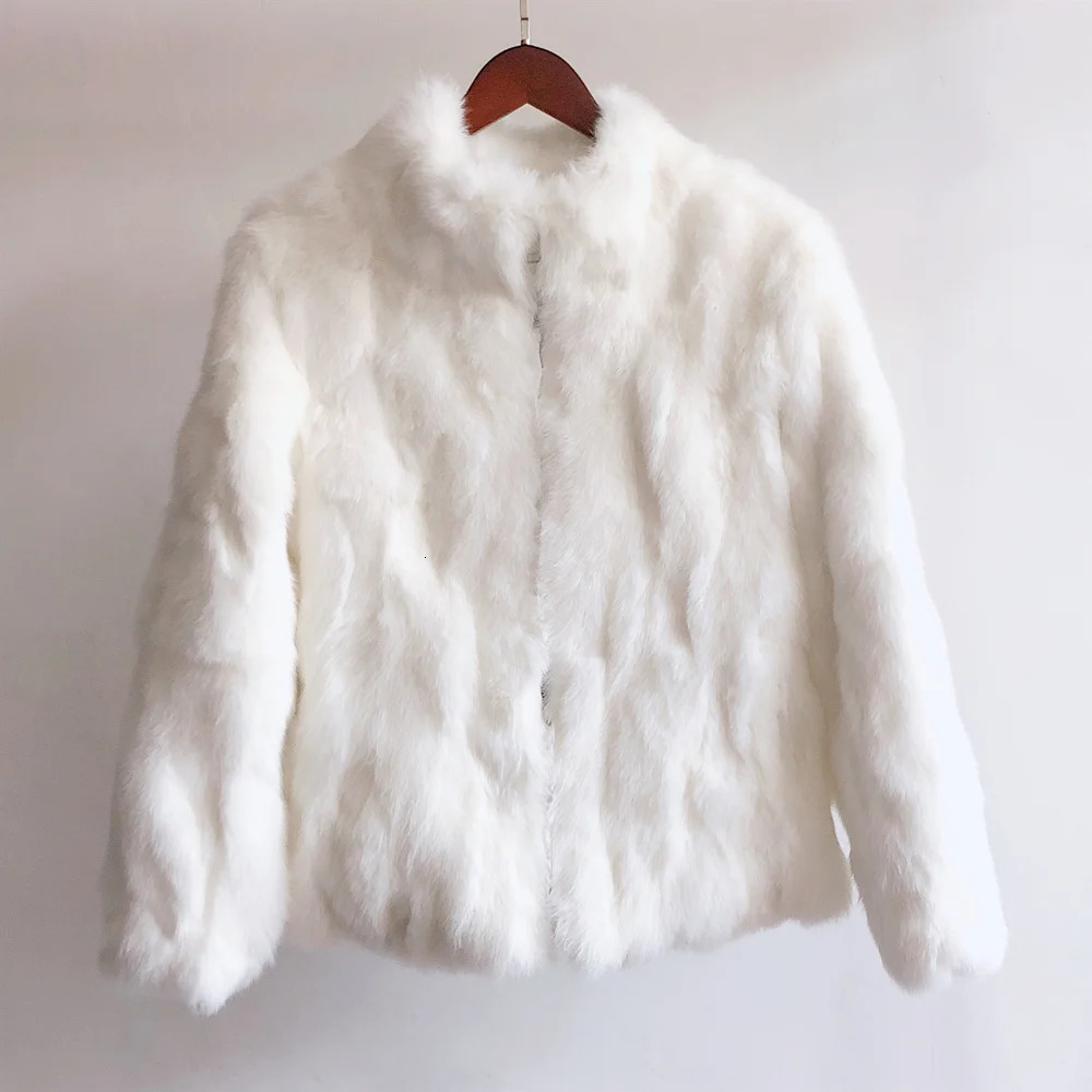 QUEENTINA Real Rabbit Fur Coat Woman Fashion Leather Autumn Winter Jacket Whole Skin For Female Natural Feather 251029