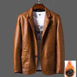 Mens Business Casual Middleaged Young People Fashionable Slim Leather Jacket Autumn Awinter Plus VelvetT251029