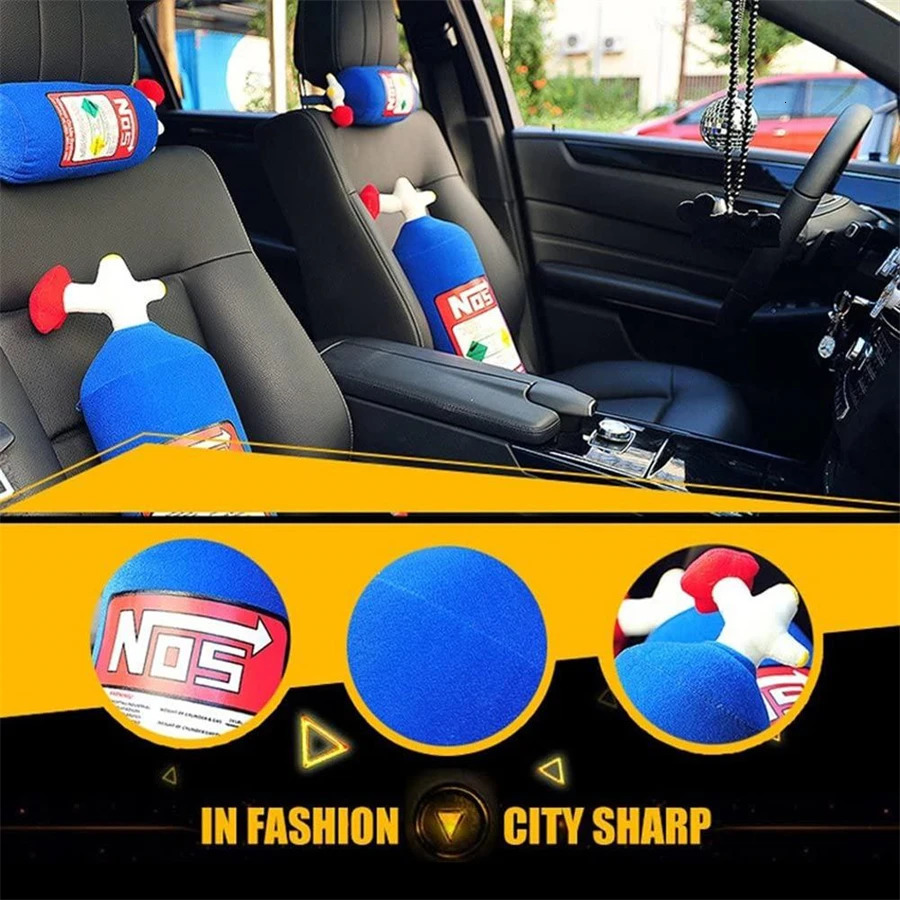 Car Neck Pillow Car Headrest for Driver Front Passenger Seat NOS Bottle Pillow Car Decor Headrest Cushion Plush Pillow 2025 251029
