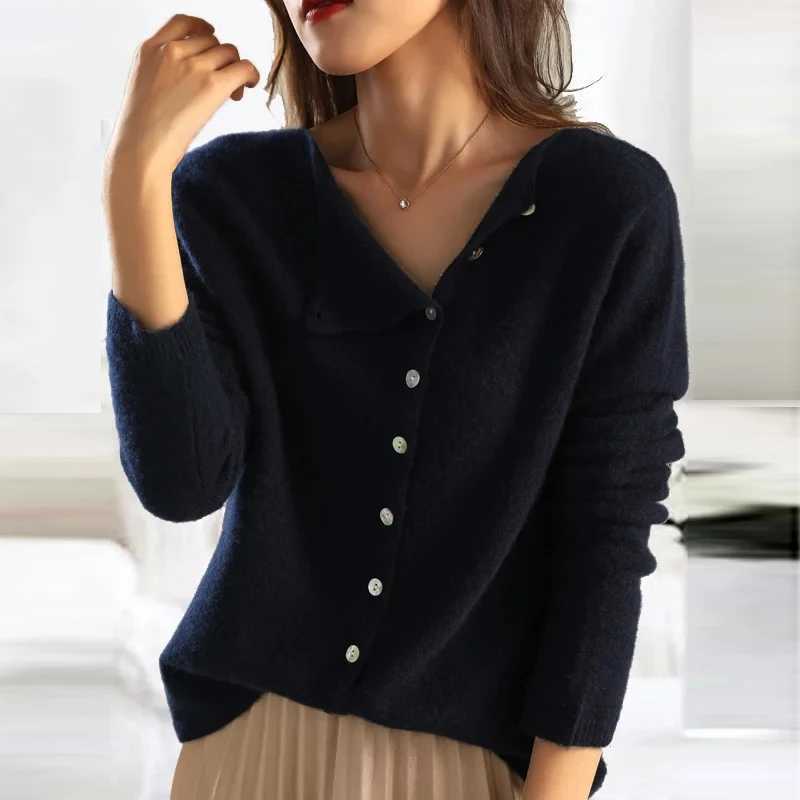 Autumn Knitted Sweater Women Button Design Long Sleeve Warm Sweater Cardigan Women Knitwear Casual Office Tops 2025T251028