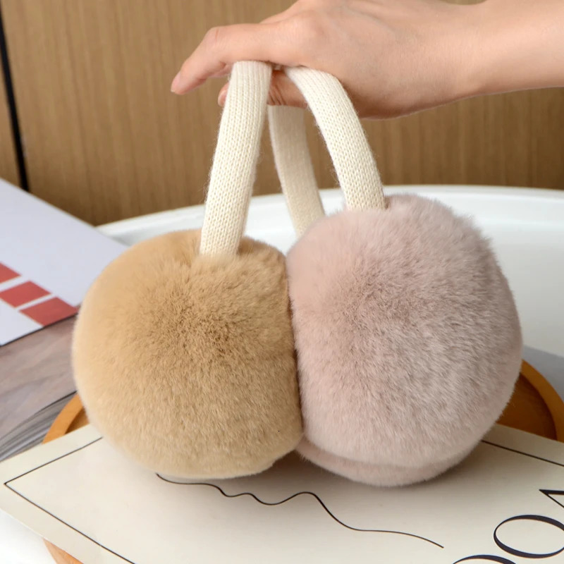 MPPM Natural 100 Rex Rabbit Fur Earmuffs Winter Accessories for Women Winter Ear Muffs Fluffy Earmuff Ear Cover for Winter 251029