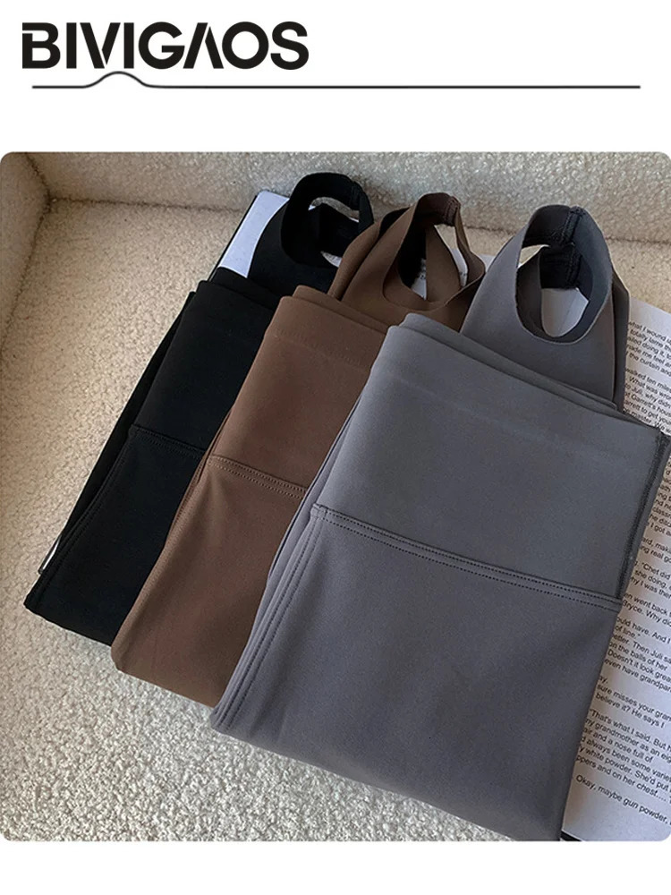 BIVIGAOS Spring Autumn Brushed Foot Tights Sharkskin Leggings Womens High Waist Elastic TightFit Sexy Sports Yoga 251029