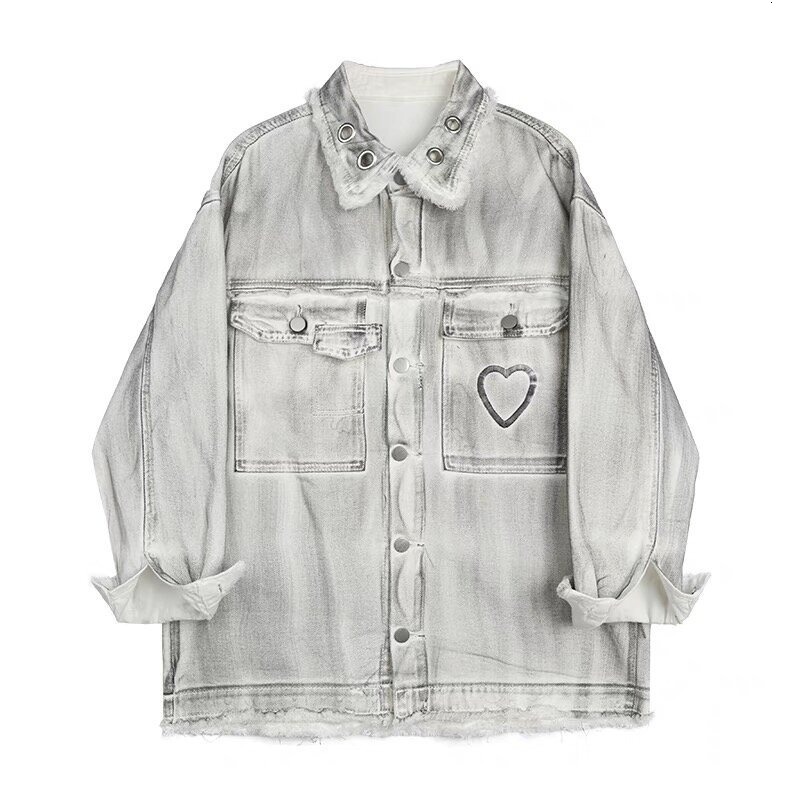 Washed Designer Jacket Vintage Tie-dye Frayed Denim Jacket For Men And Women Loose Design Niche Style Spring And Autumn Season
