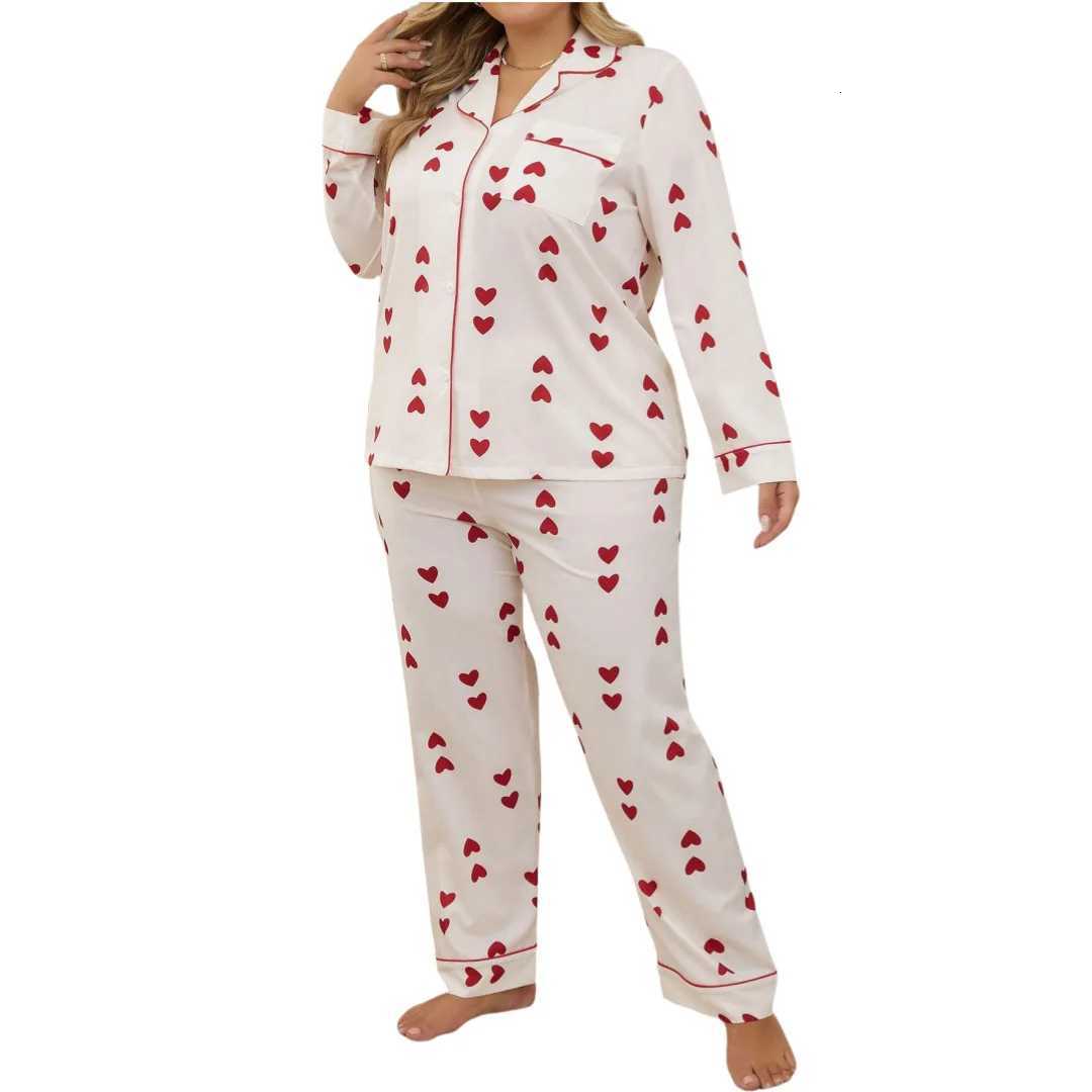 Largesize Pajamas Waffle Cardiga Longsleeved Trousers Sets Love Sweet Loungewear Pijama Big Size Womens Pajamas SleepwearT251029