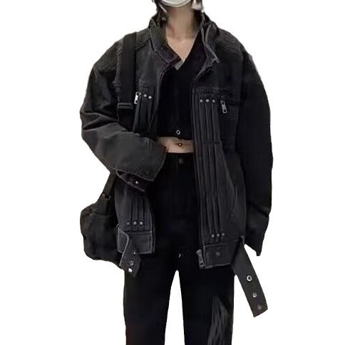 Dark Style Rivet Denim Jacket For Men And Women Designer Jacket Spring And Autumn Cool And Stylish Design American High Street Workwear Jacket
