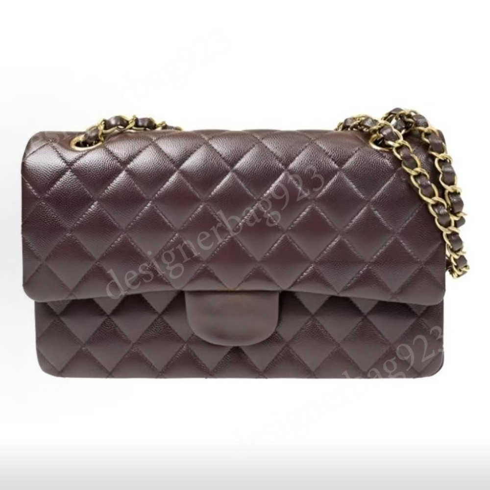 10A Designer bag Mirror quality Jumbo Double Flap Bag Luxury 23cm 25CM Real Leather Caviar Lambskin Classic All Black Purse Quilted Handbag Shoulde 2024