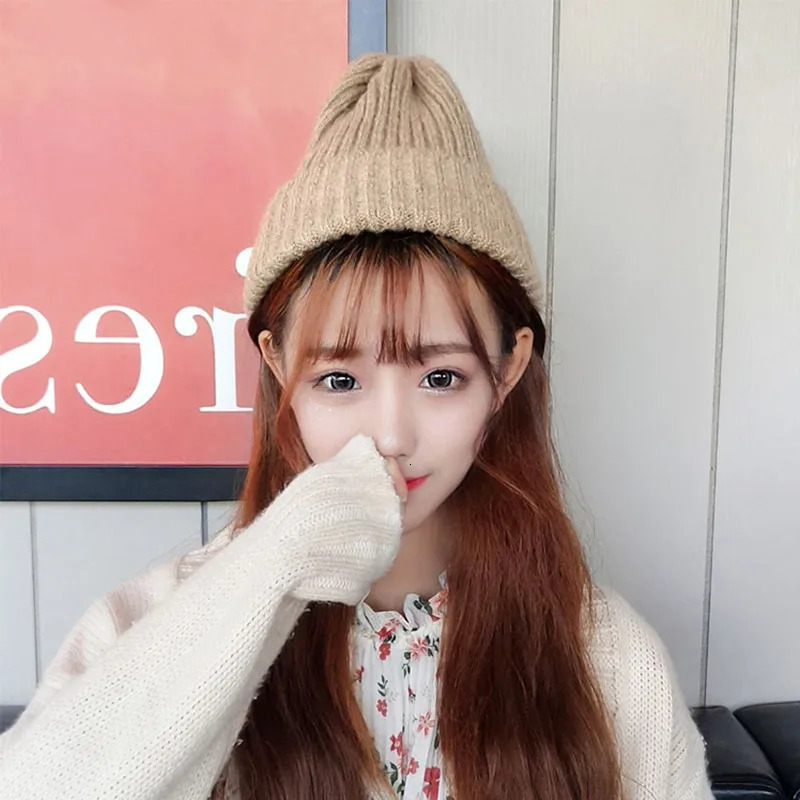 Candy Colors Winter Hat Women Knitted Hat Warm Soft Trendy Hat Kpop Style Wool Beanie Elegant Allmatch Hat i251029