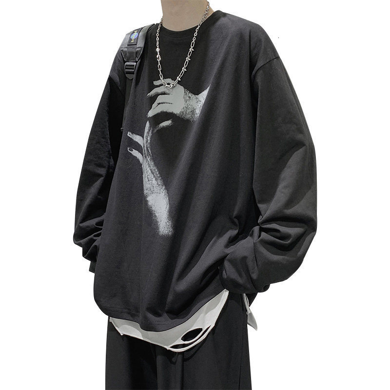 Spring and Autumn New Men's Designer Long Sleeve T-shirt Hong Kong Fashion Handsome Casual Loose Inner Hip Hop Bottom Shirt Autumn Top