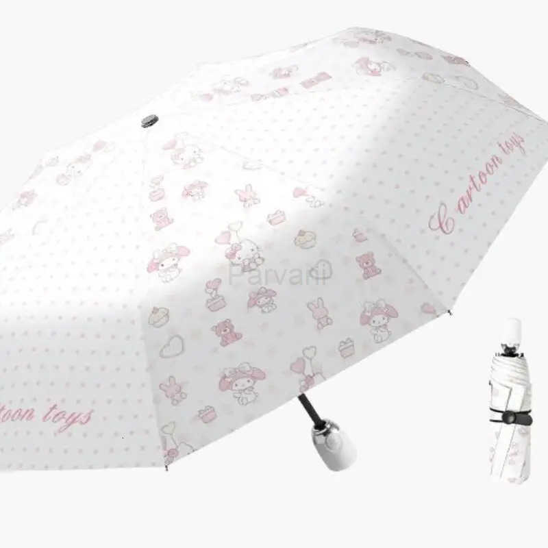 Sanrio Hot Sanrio Hello Kitty Cute Convenient Umbrella Kawaii Anime Cartoon Sunscreen Uv Protection Sunshine and Rain Dual Use Umbrella L251029