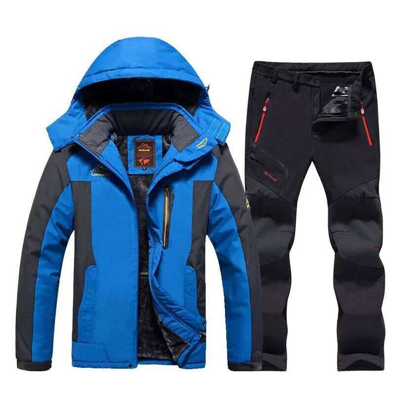 New Thicken Warm Men's Ski Suit Brands Windproof Waterproof Snow Coat Winter Skiing And Snowboarding Jacket And Pants Set