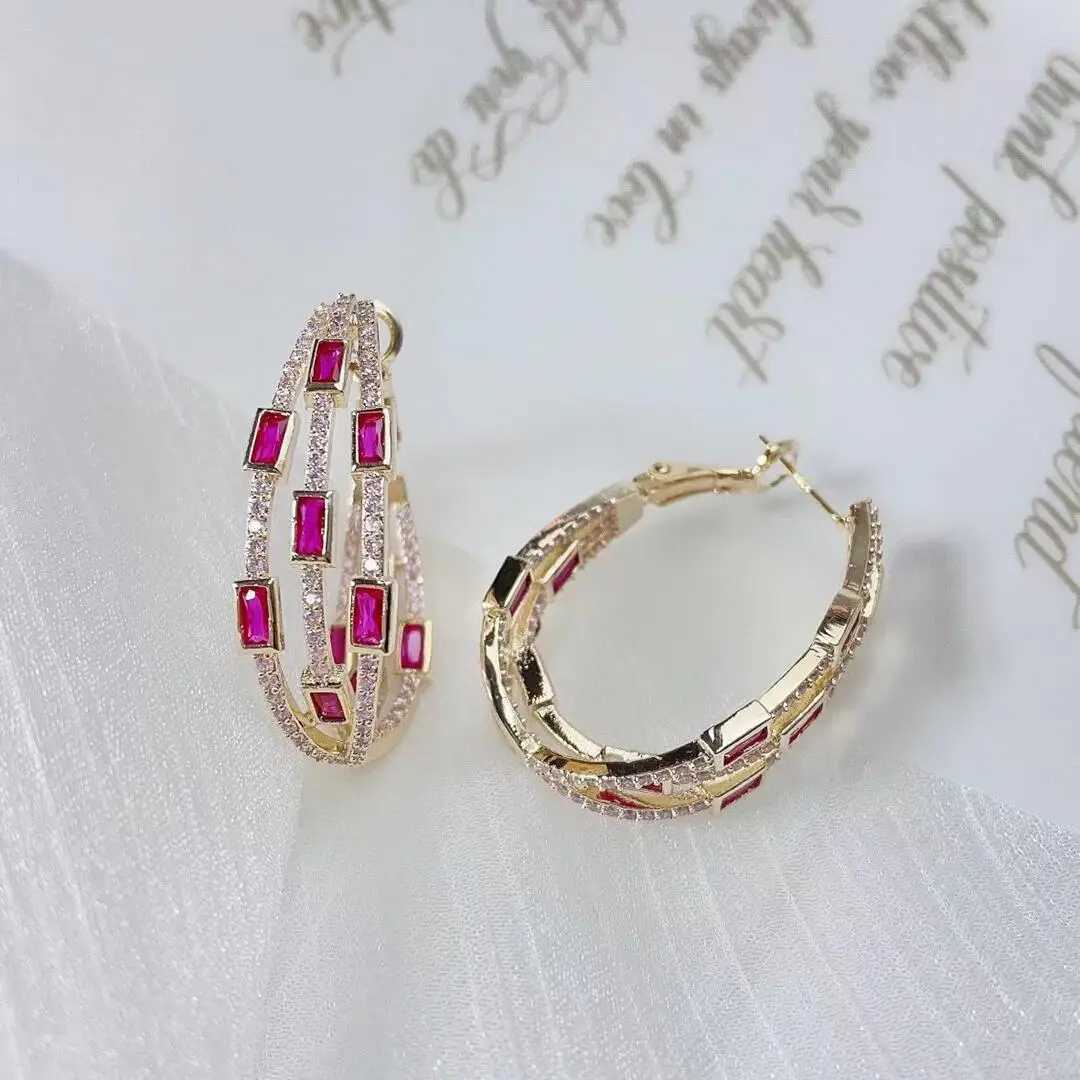 Fashion Twine Design Circle Big Hoop Earrings Paved Color Cubic Zirconia Luxury Women Party High Quality CZ Jewelry for WeddingW251029