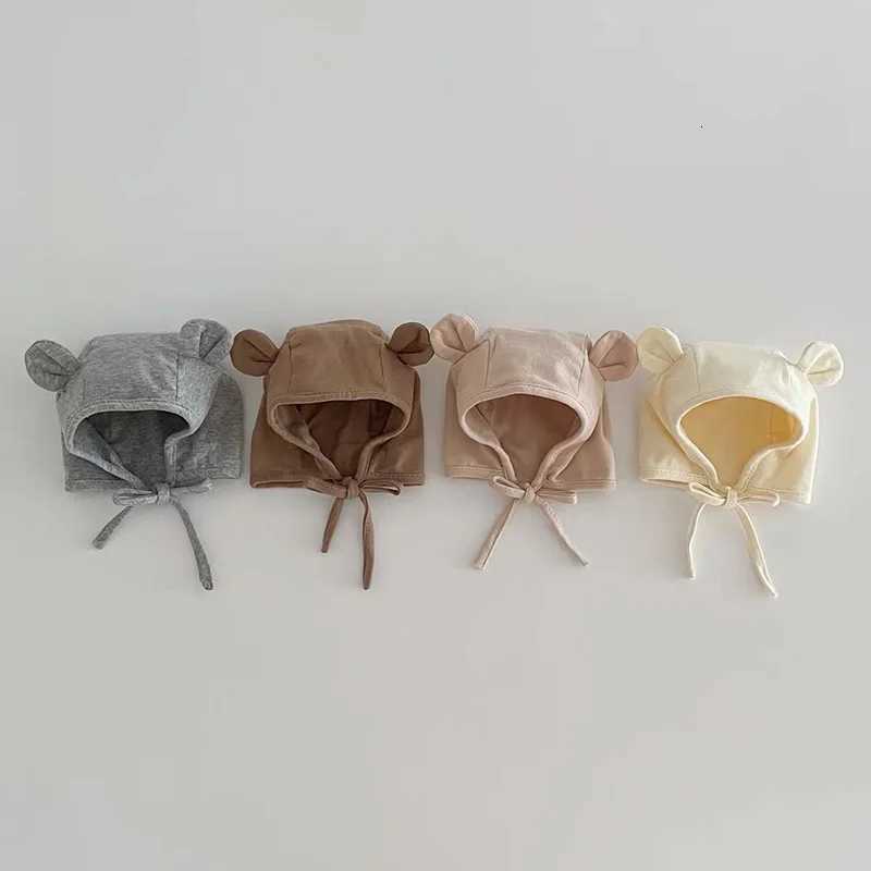 010M Newborn Ear Protection Hat Kids Autumn Winter Warm Pullover Caps Cute Cartoon Infants Laceup Beanies Toddler Earmuffs Cap251028