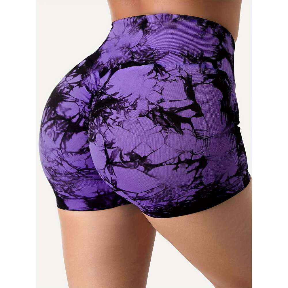 9pcs Tie Dye Workout Shorts for Women, Scrunch Butt Lifting High Waisted Yoga Gym Seamless Booty Biker Shorts, Women's Activewear