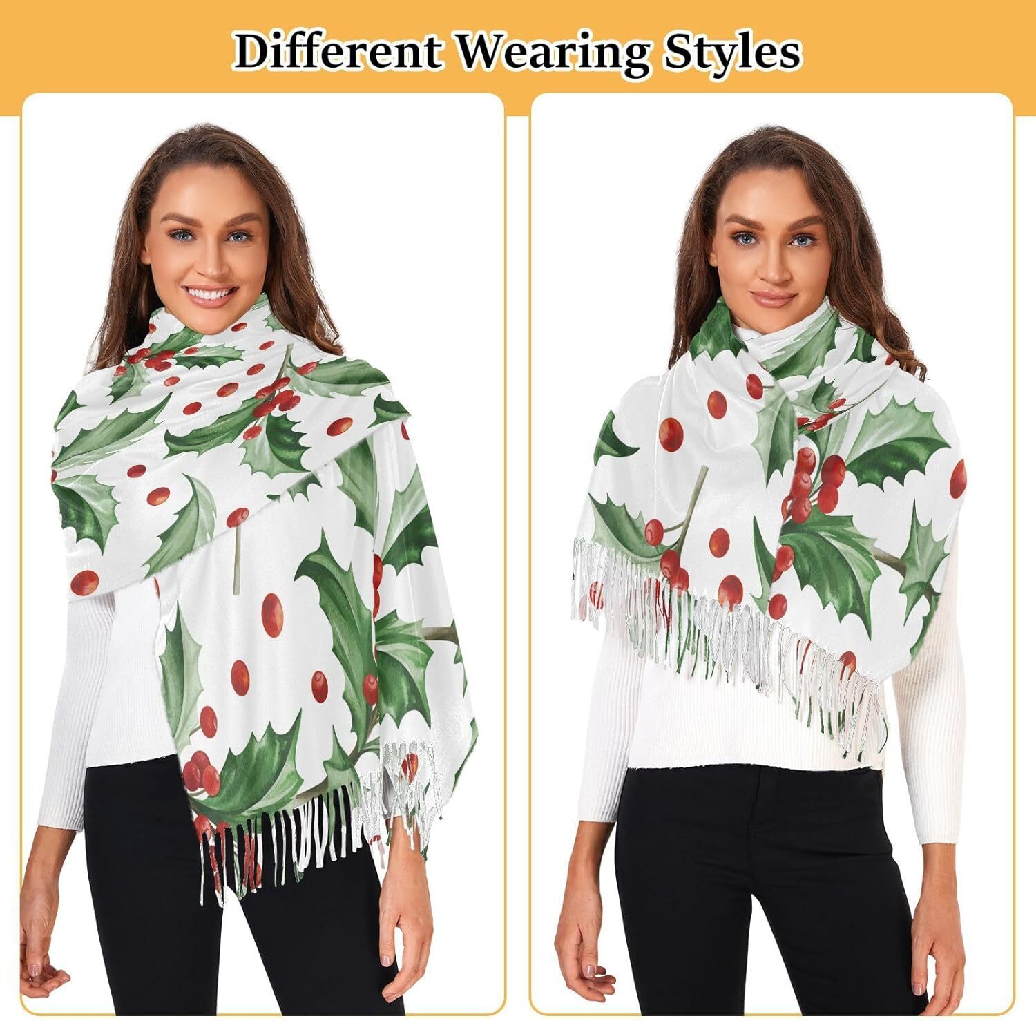 Custom Christmas Womens Scarf Pashmina Shawl Wraps Large Winter Long Warm Scarfs for Women