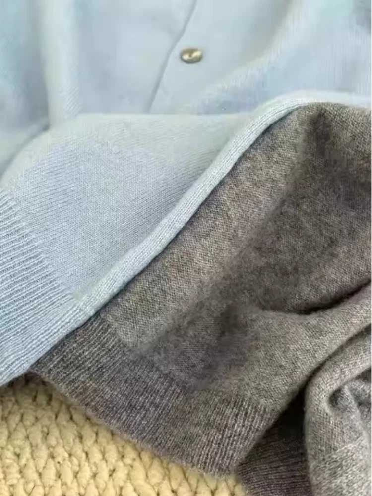 Korean Splice Knitted Cardigan Round Neck Sweater Womens Inner Wear Base Knitwear Shirt Autumn Winter Matching TopT251028