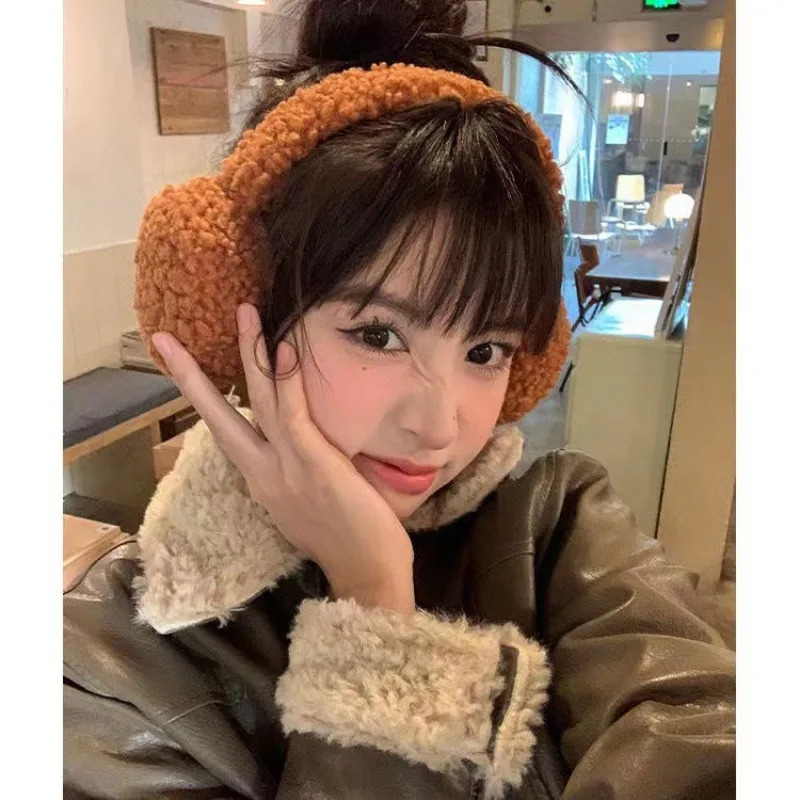 Minimalist Lambswool Plush Earmuffs Winter Fashion Woman Girl Ear Muffs Warm Outdoor Clothing Accessories 251029