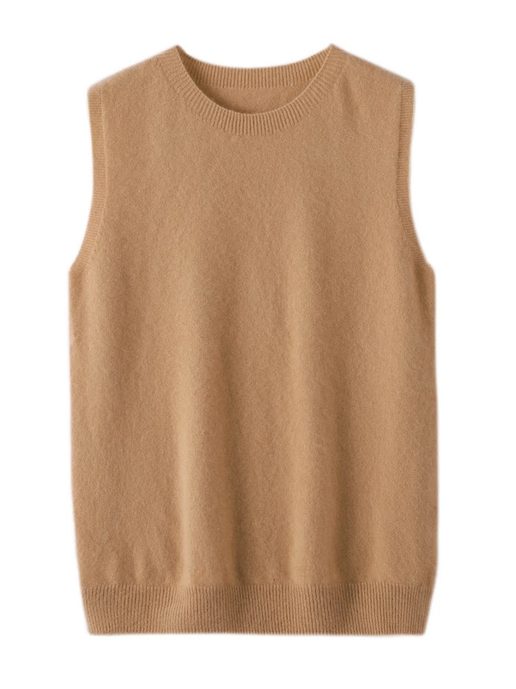 Women Oneck Sleeveless Sweater 100 Merino Wool Pullover Waistcoat Cashmere Knitwear Spring Summer Autumn Casual Vest 251029