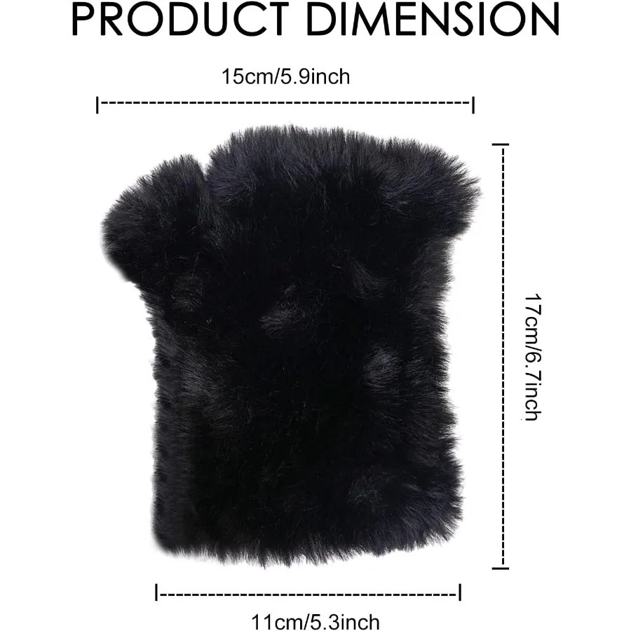 Women Faux Fur Fingerless Gloves Soft Winter Gloves with Furry for Outdoor Activities Ideal Winter Warm Costume Accessor 251029