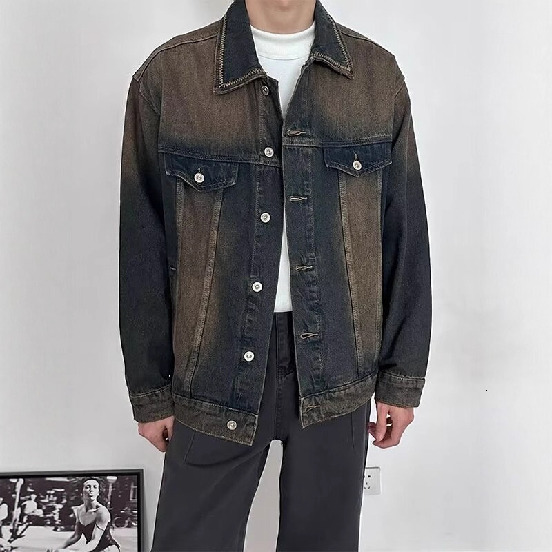 American Style Denim Jacket For Designer Jacket Men Spring And Autumn New Trendy Brand High-end Feel Washed And Distressed Loose Casual Versatile Coat