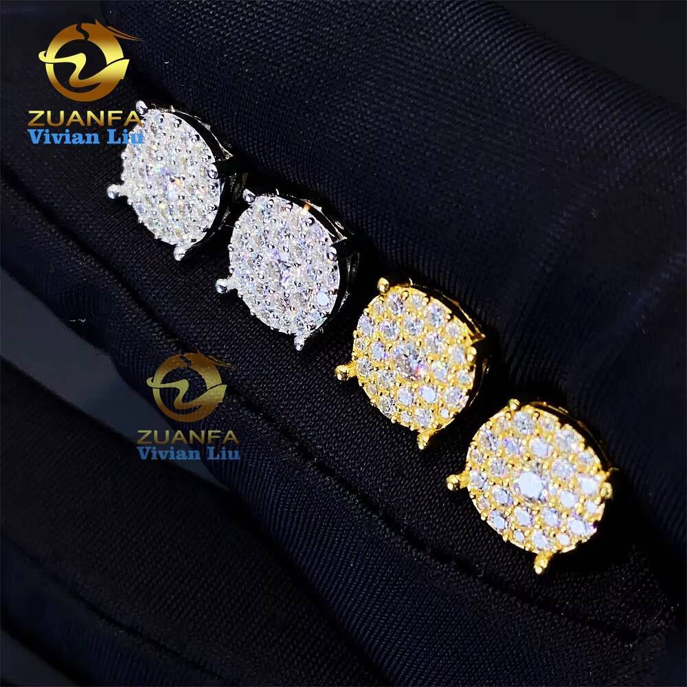 Pass Diamond Tester Vvs Moissanite 18k Gold Plated 925 Sterling Silver Shiny Jewelry High Quality Earrings for Women