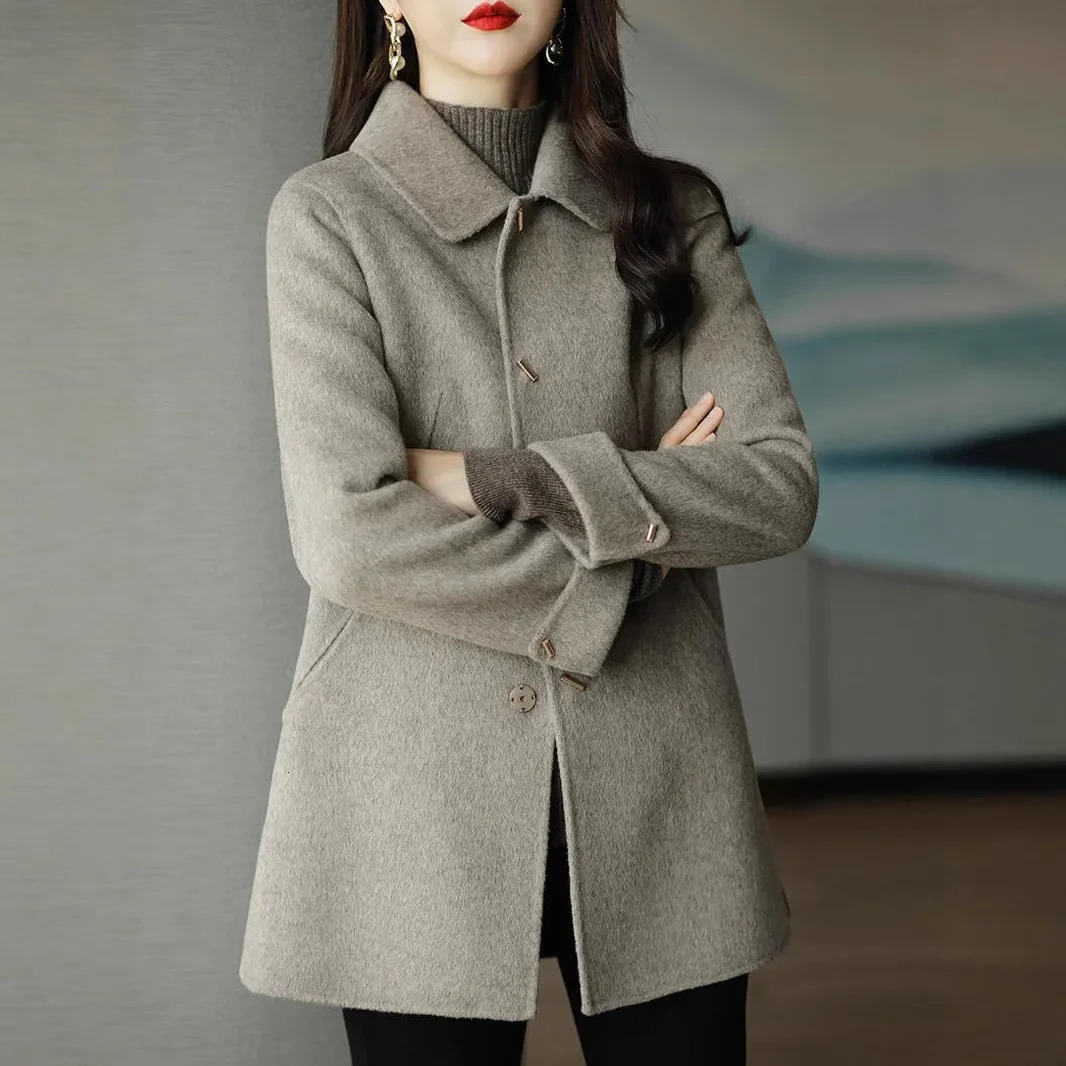 Plus Size Winter Womens Casual Slimming Trendy Woolen Coat Top Small Size Versatile Fashionable Outerwear Female Clothing 251029