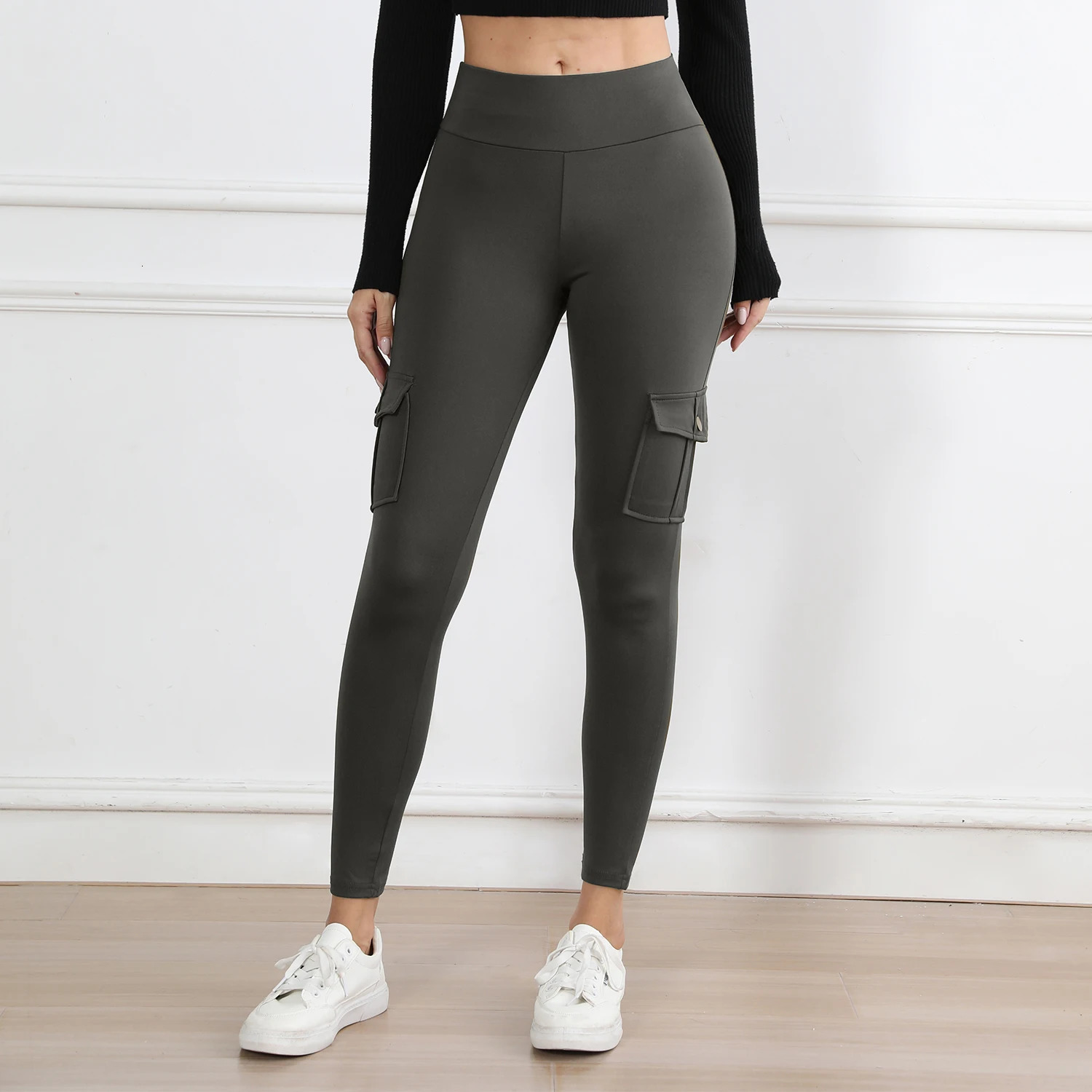 Women Pockets Fitness Cargo Leggings High Waist Fashion Gym Skinny Stretch Outdoors Comfortable Sport Pants 251029
