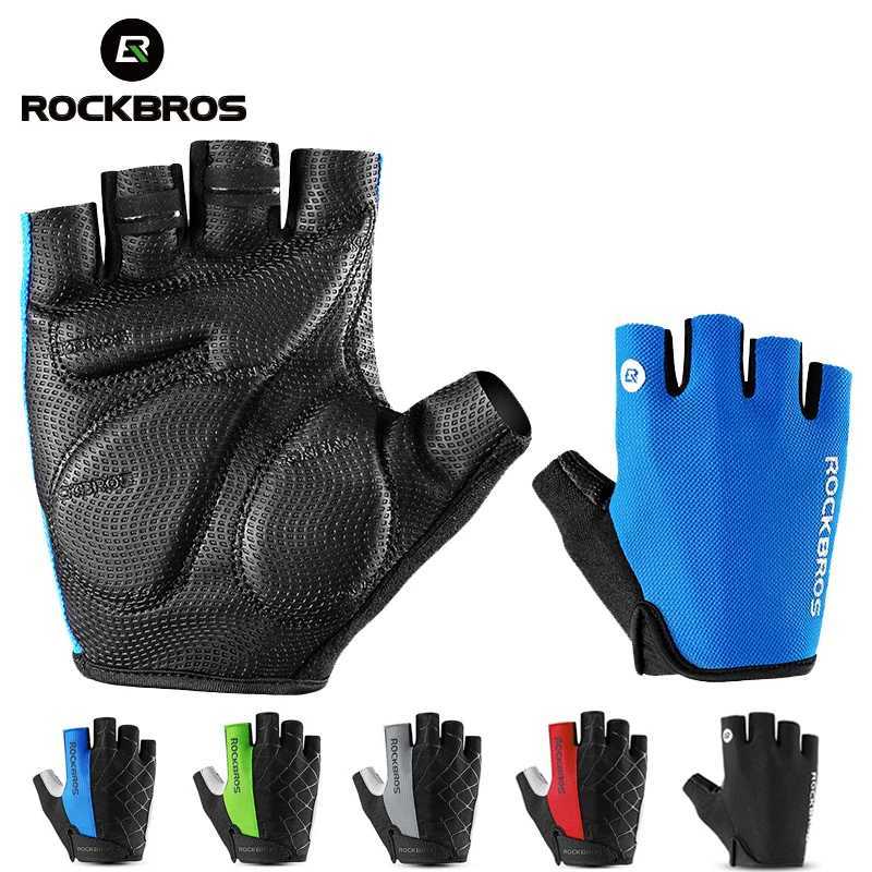 ROCKBROS Half Finger Cycling Gloves Breathable Shockproof MTB Mountain Bike Gloves Mens Outdoor Bicycle Riding Mittens J251029