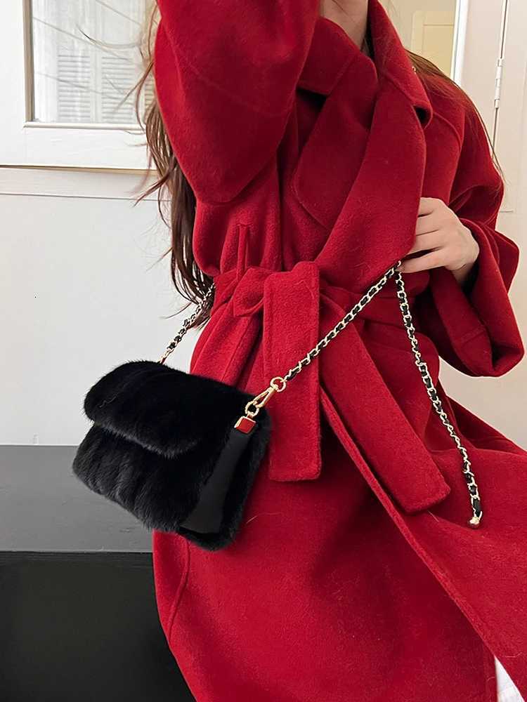 Real Mink Fur Bag For Women Winter Luxury Handbags Ladies Crossbody Single Shoulder Bag Evening Bags Ladies Fluffy HandbagW251029