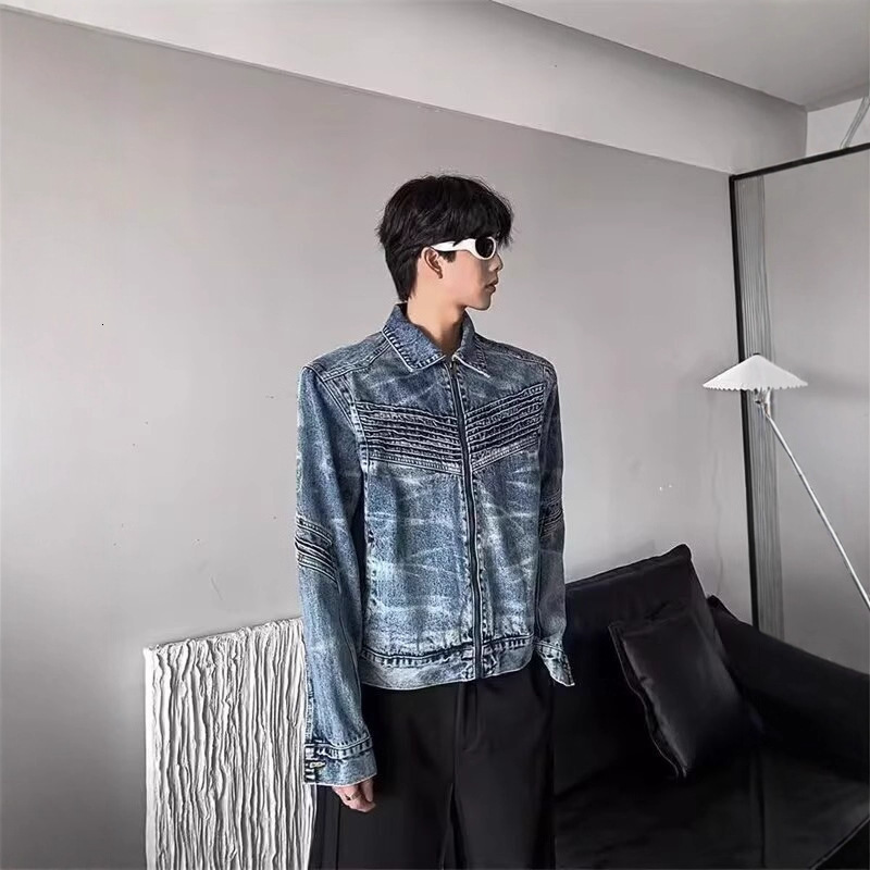 Short Deconstructed Jacket Men's Trendy Brand Designer Jacket High-end Cool Spring And Autumn American Design Heavy-duty Denim Jacket