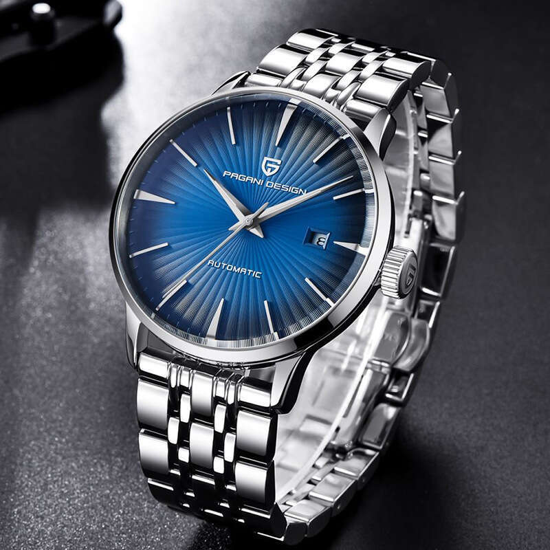 PAGANI DESIGN Novel Mechanical Pin Buckle Spiral Crown Transparent Bottom Men's Wrist Watch PD-2770