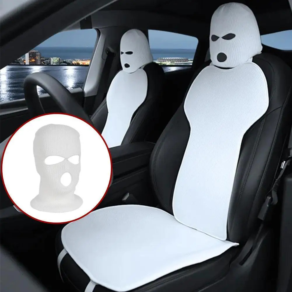 3hole Car Seat Headrest Full Face Cover Ski Mask Hat Anti Ash Protection For Car Interior Seats Funny Cover Decoration 251029