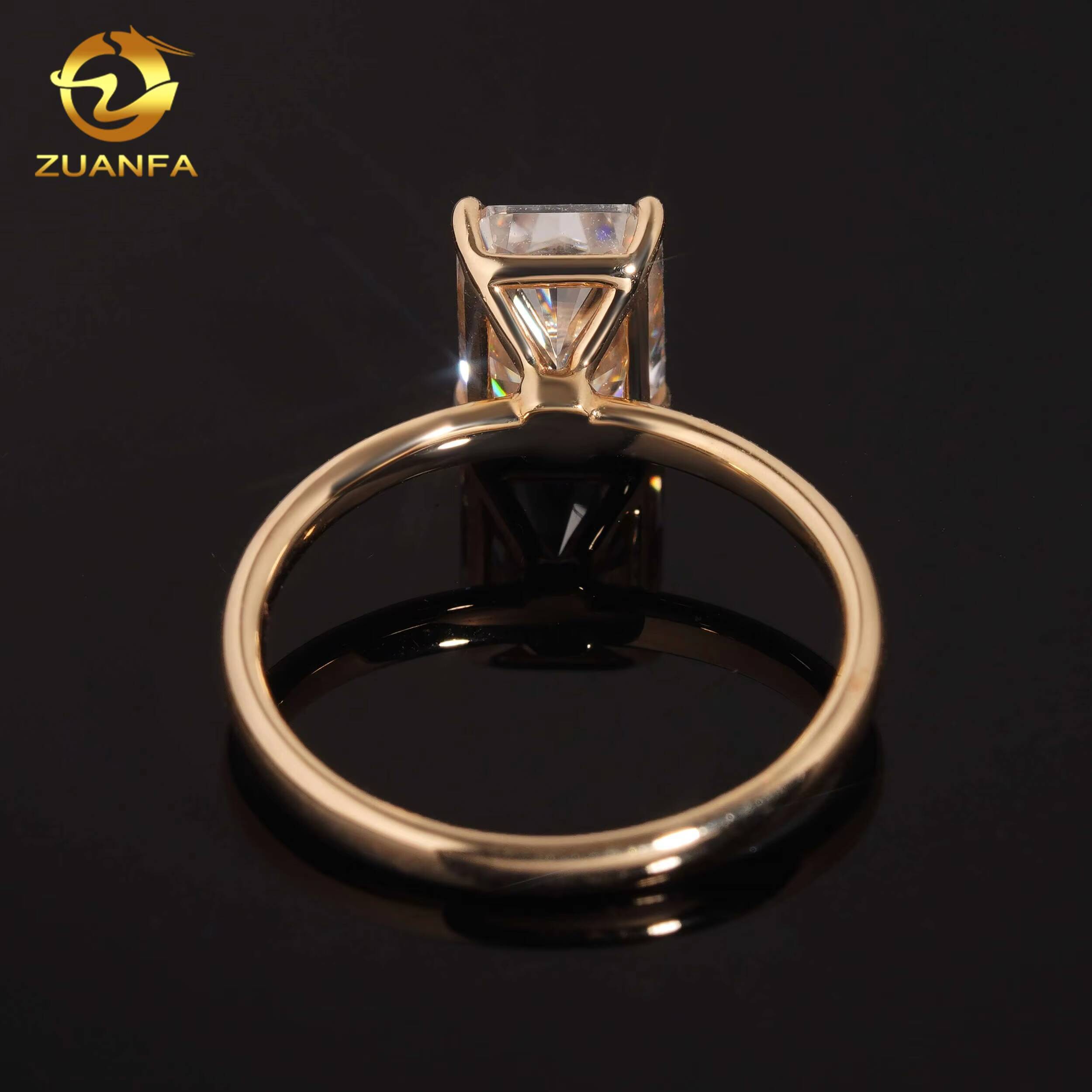 Custom Solitaire Radiant Cut Moissanite Pass Diamond Test Real10K 14K 18K RoseYellowWhite Gold Wedding Engagement Ring