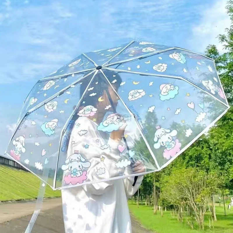 Sanrio Sanrio Kawaii Hello Kitty Umbrella Cinnamoroll Kuromi My Melody Girl Cartoon Rainy Day Fully Automatic Vinyl Sun Umbrella Gift L251029