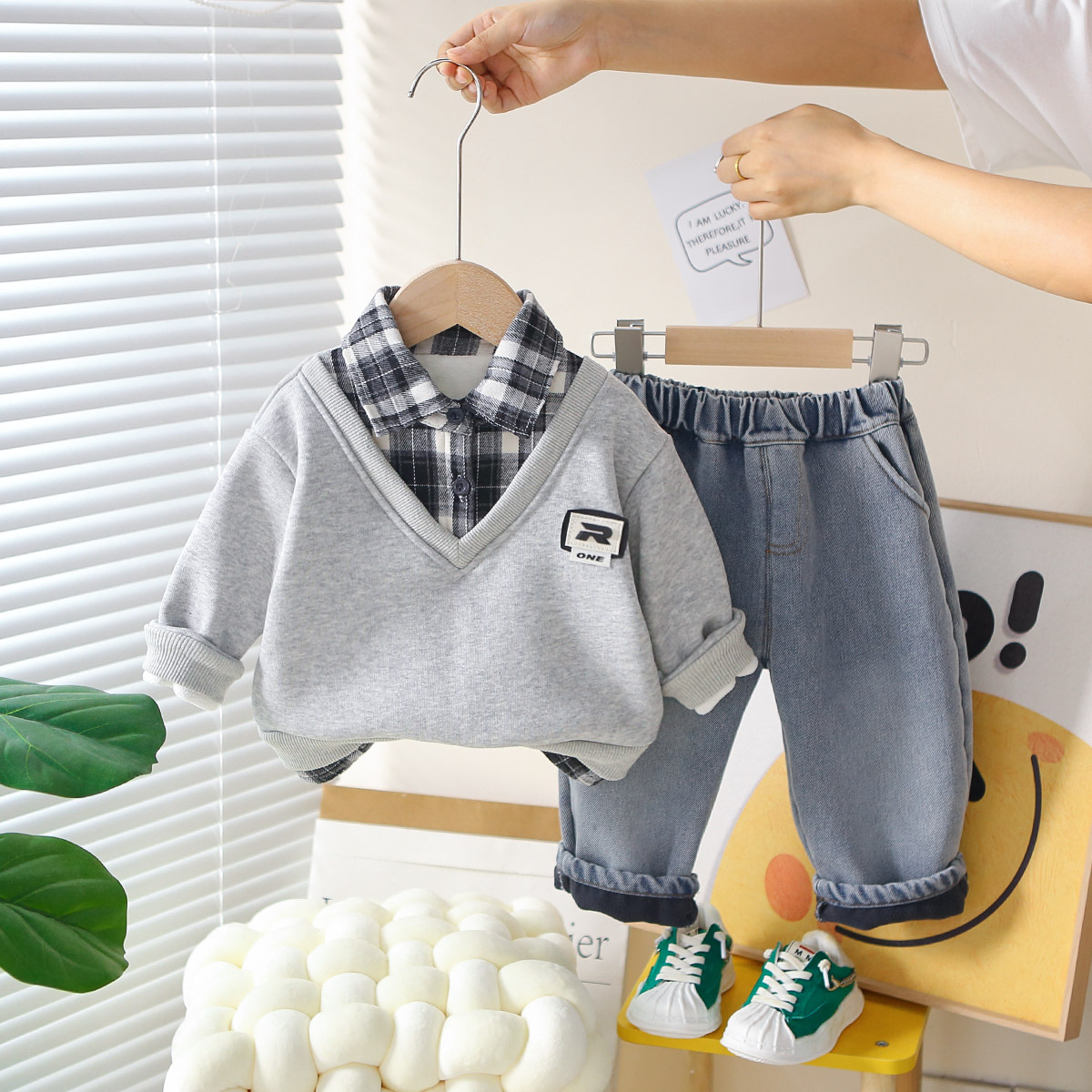 kids tracksuit 2025 New Warm Boys Clothes, Fleece Lined Mock Three Piece Hoodie Set, Casual Winter Outfit for Toddler Kids Daily Playtime