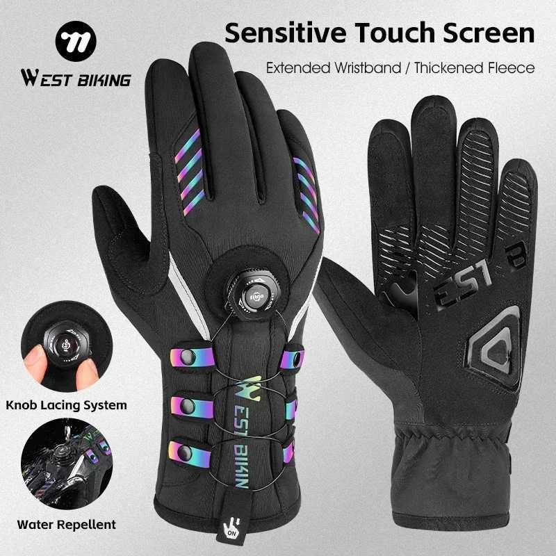 WEST BIKING Twist Locking Cycling Gloves Winter Thermal Water Repellent Touch Screen Gloves MTB Road Bike Warm Sport Gear J251029