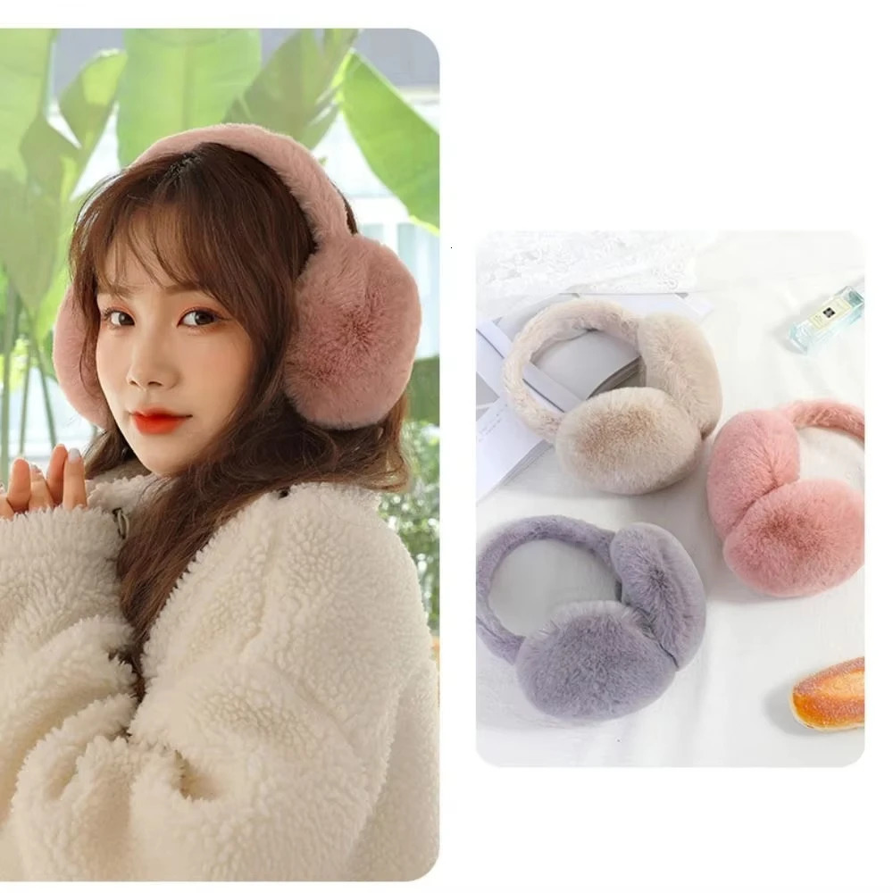1PC Solid Color Soft Plush Ear Warmer Winter Warm Earmuffs Fashion Ear Cover Outdoor Cold Protection EarMuffs Folding Earflap 251029