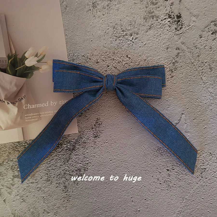 Good Quality Advanced Classic Denim Bow Hair Clip for Girls Womens Spring Hairpin Romantic Simple Design Hair AccessoryW251028