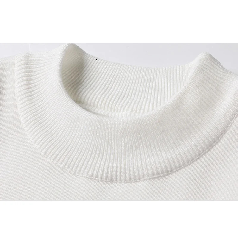Winter Mens Knitted Sweater with A Half High Collar Solid Color Plush and Warm Knitted Lining Top Casual and Versatile Top 251029
