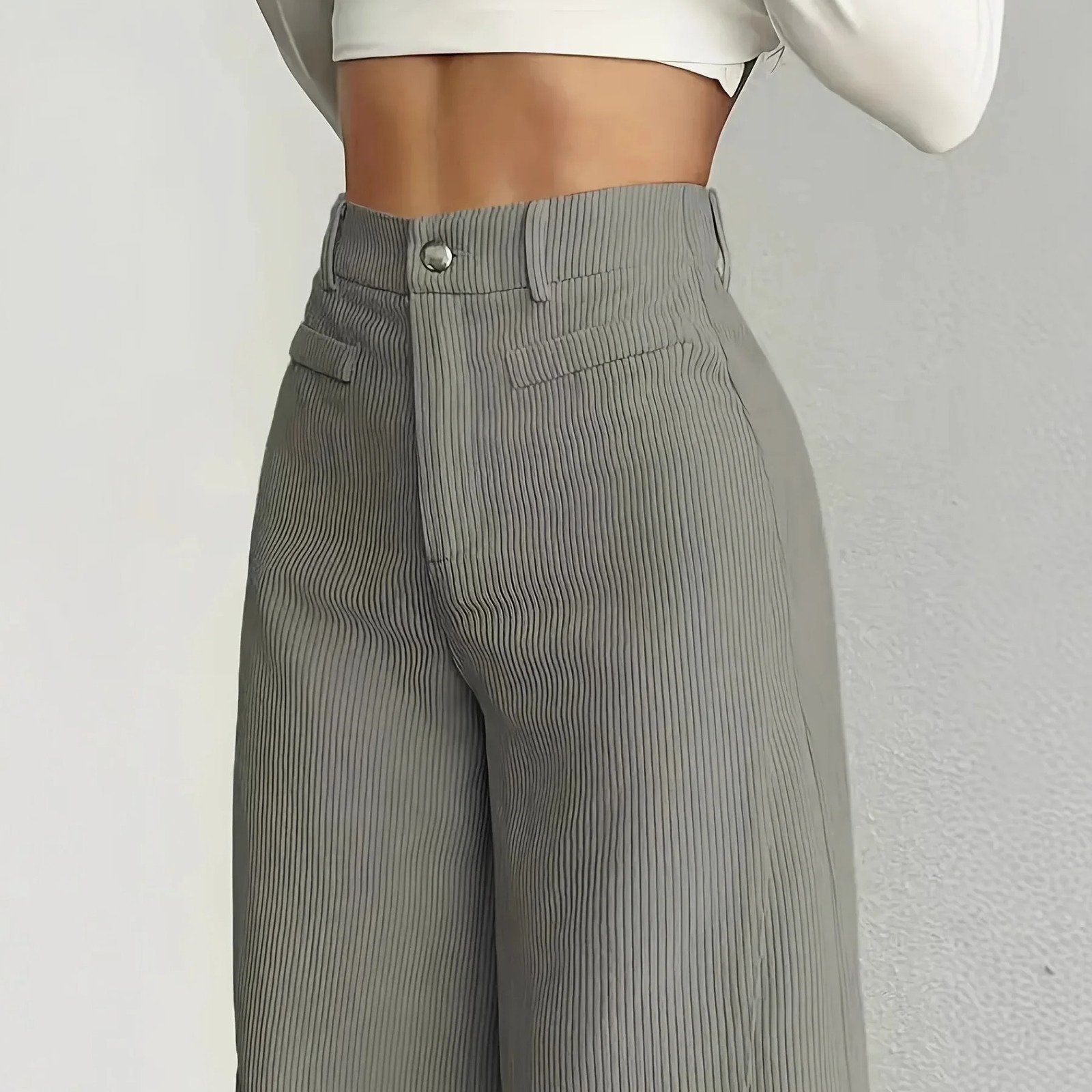 High Waist Striped Wide Leg Pants Commute Versatile Casual Long Trousers Womens Fashion CrossBorder Clothing 251029