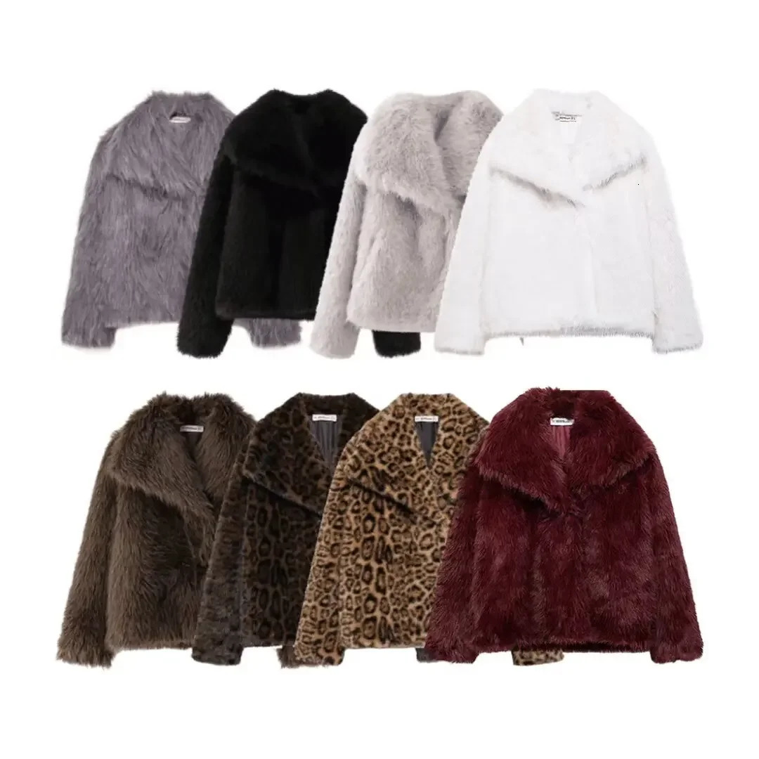 Womens Artificial Fur Coat Winter Style Collar Stand up Windproof Effect CrossBorder Fashion Outerwear 4360240 251028