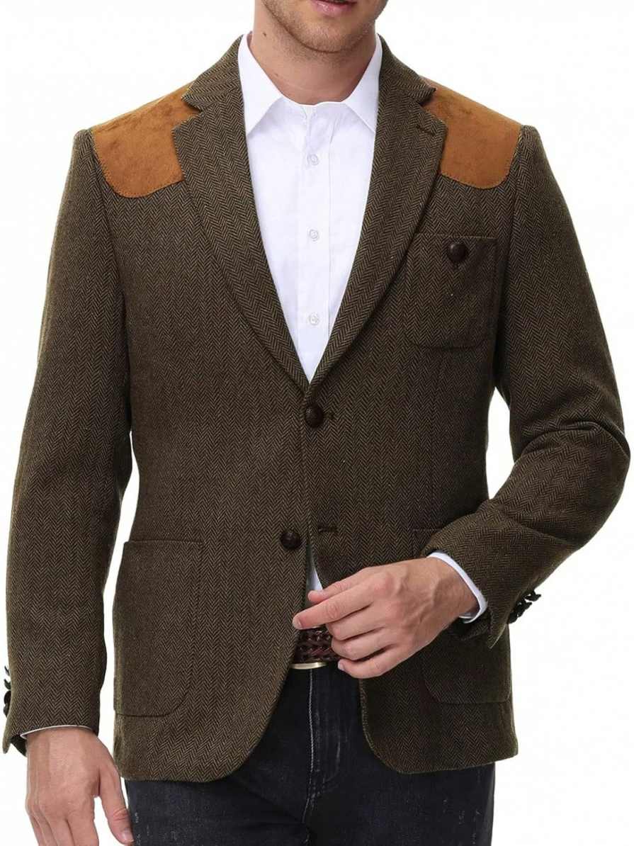 Classic Men Suit Herringbone 1 Piece Wool Jacket Single Breasted Notch Lapel Leisure Occasions Customized trajes para hombre