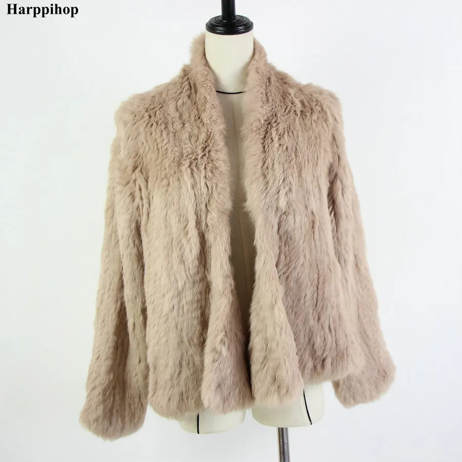 knitted rabbit fur jacket popuplar fashion fur jacket winter fur coat for womenharppihop 251029
