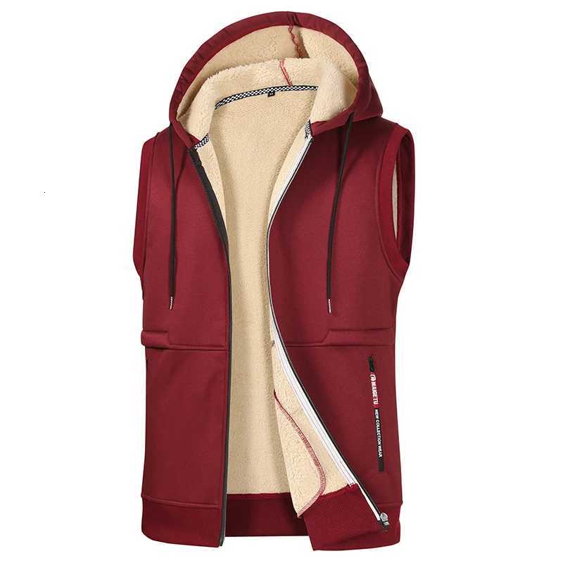 Autumn Winter Mens Lamb Wool Hooded Vest Jacket Men High Quality Vests Brand Fleece Warm Vest Coats Men Thicken Waistcoat Male W251029