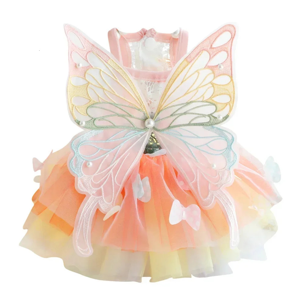 Cat Dog Princess Dress Clothes Rabbit Bunny Kitten Butterfly Costume Schnauzer Chihuahua Puppy Sweet Mesh Dress 251029