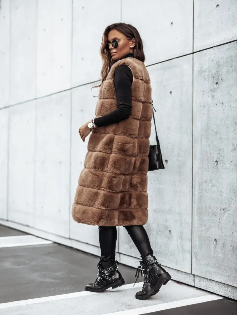Womens Sexy Fashion Leisure Commuting Vacation Style Versatile Comfortable Long Round Neck Tank Top Coat 251029