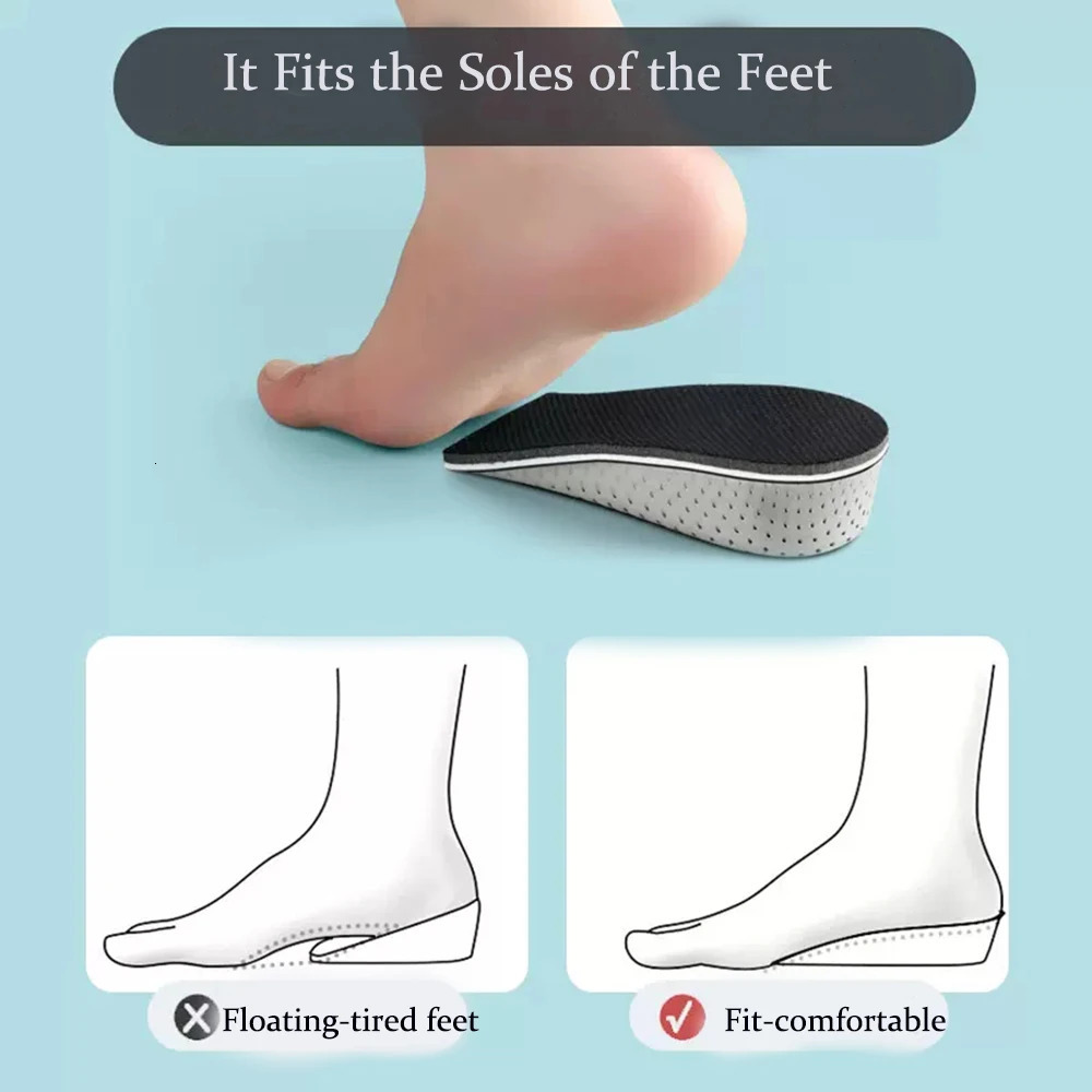 24cm Memory Foam Insoles for Shoes Men Height Increase Templates Breathable Sweatabsorbent Insoles for Feet Running Accessorie 251029