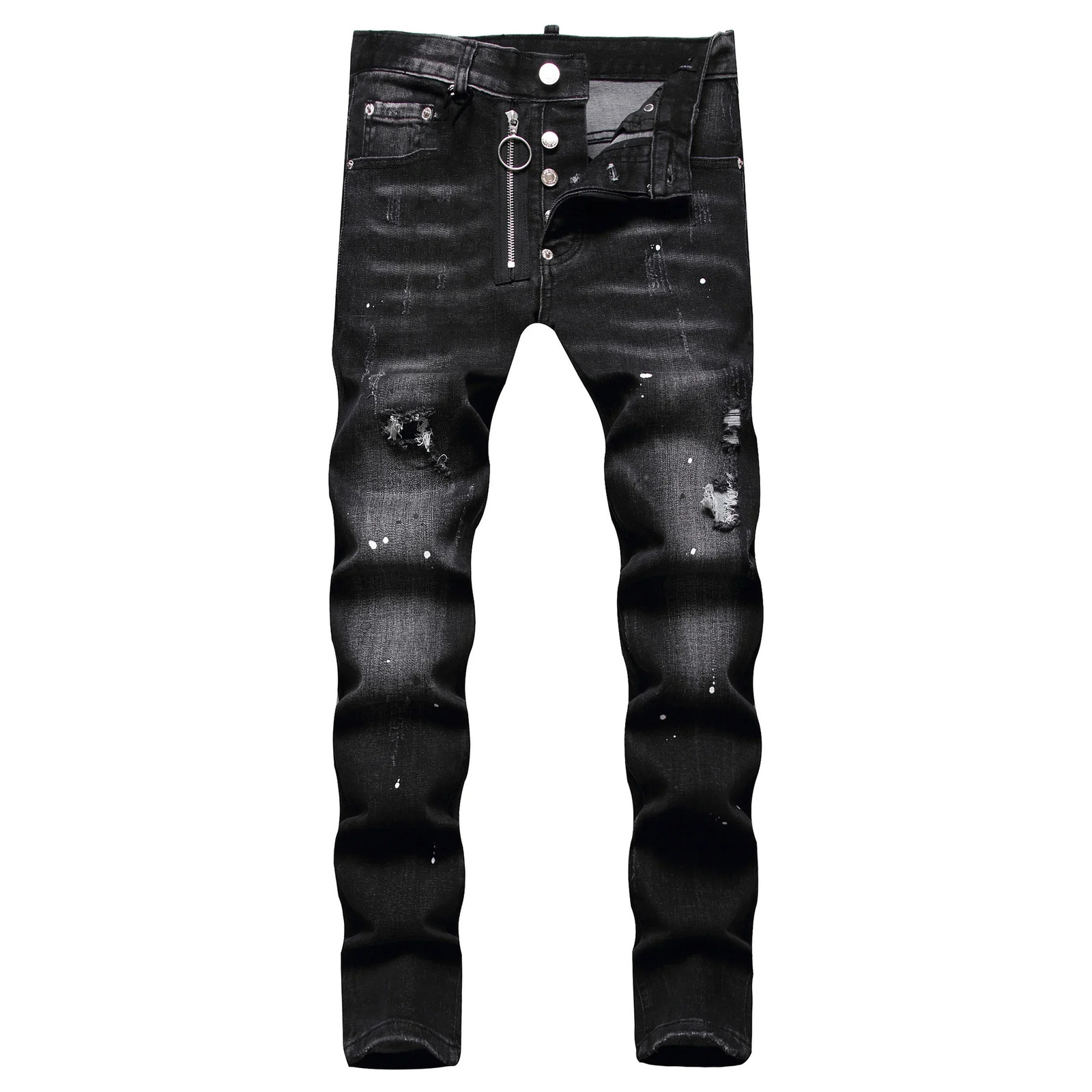 2025 Mens Ripped Jeans Light Blue Holes Long Jeans Quality Street Fashion Male Stretch Skinny Pants Men Clothing 251022