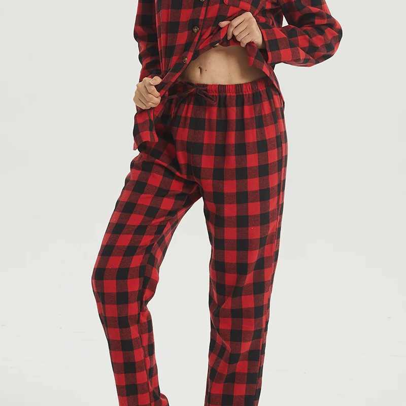 Womens Flannel Pajamas Sets Long Sleeve Pjs Sets for Women Plaid Pajama Sets Plaid Pjs Bottoms Tops Flannel Pajama for WomenT251029