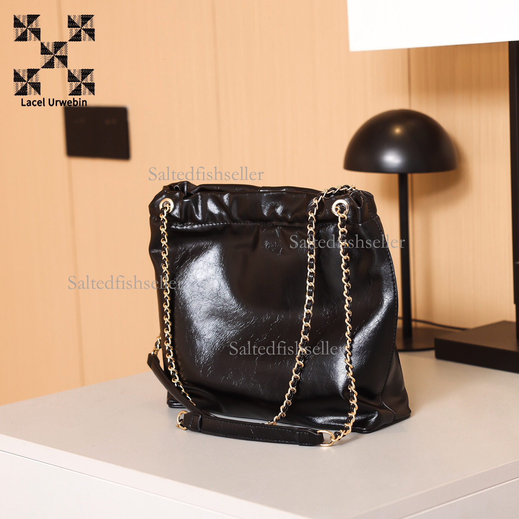 Lacel Urwebin Designer Women's Underarm Shoulder Bag Fashion Chain Drawstring Large Capacity Bucket Bag Simple Suede Handbag Trendy Brand Versati