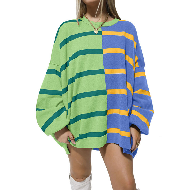 Designer hot selling European and American autumn and winter new striped knitted long sleeved women's sportswear
